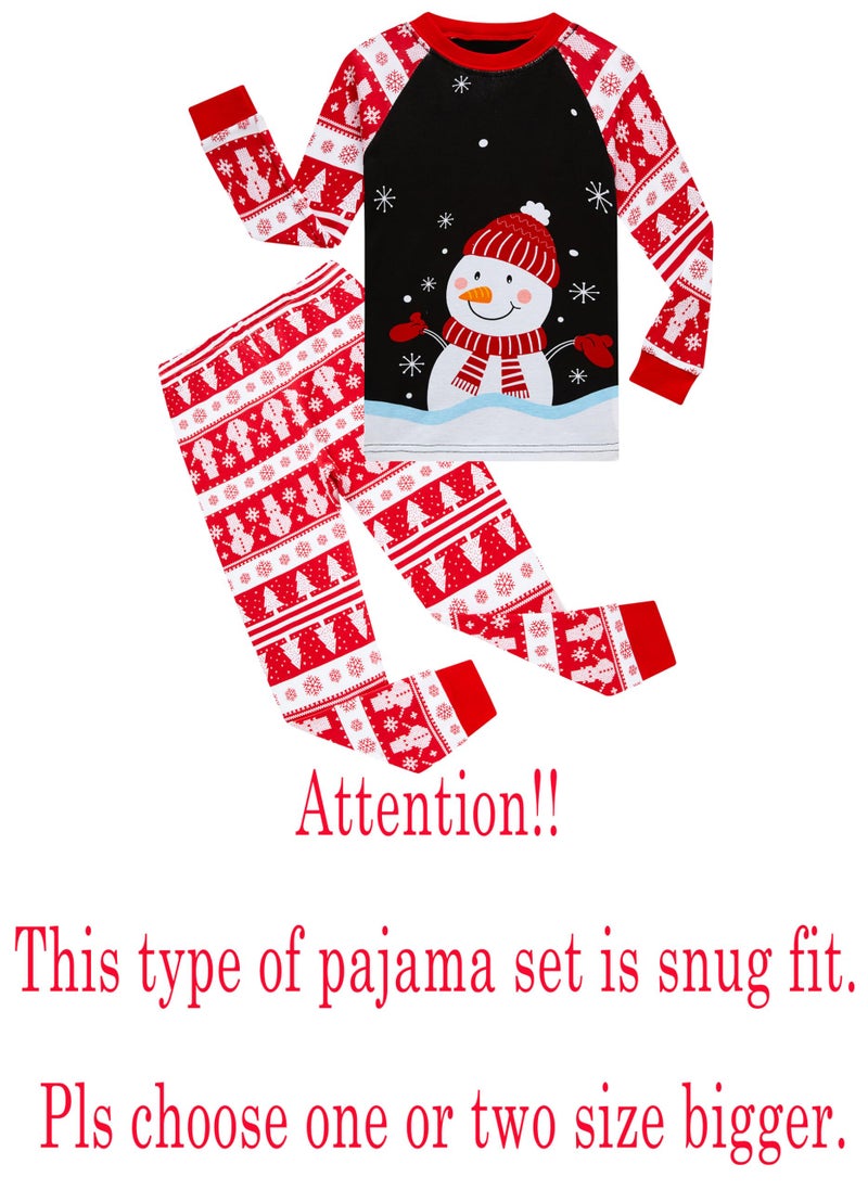 KikizYe Little Girls Boys Christmas Pajamas Kids Snowman Long Sleeve Cotton Pjs Xmas Pj Size 6 - Image 2